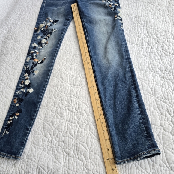 Driftwood Jackie Mid Rise Skinny Embroidered Bird Blue Jeans Size 25 - Picture 15 of 15